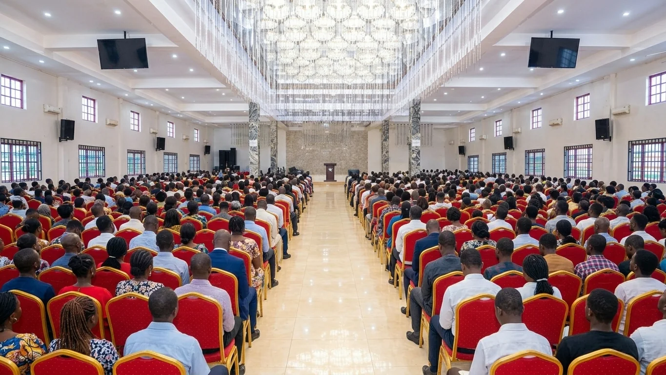 Conference hall setup with rows of chairs at Success Center Ado-Ekiti
